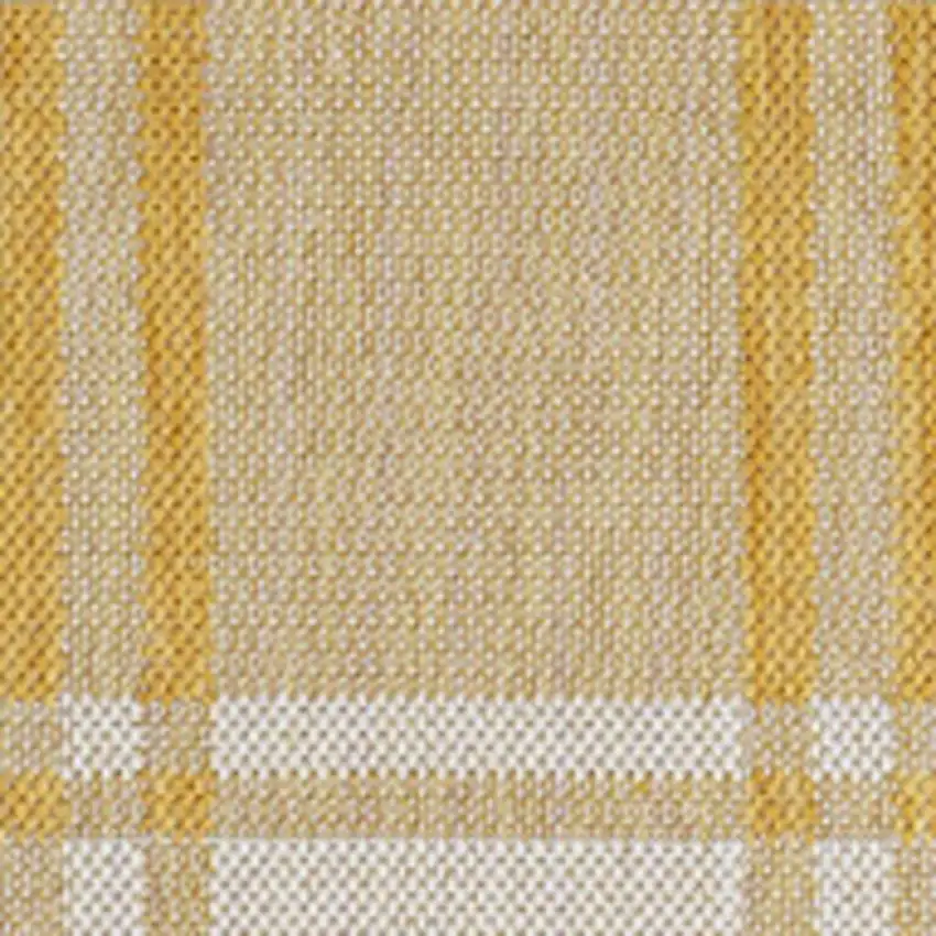 Yellow And Cream Gingham Indoor Outdoor Area Rug Photo 2