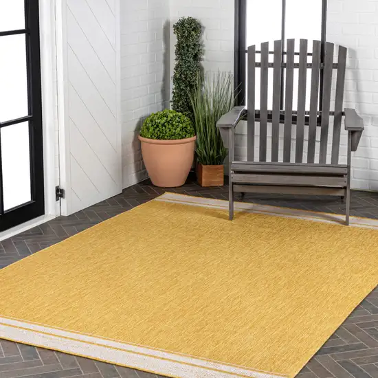 Yellow And Cream Indoor Outdoor Area Rug Photo 8