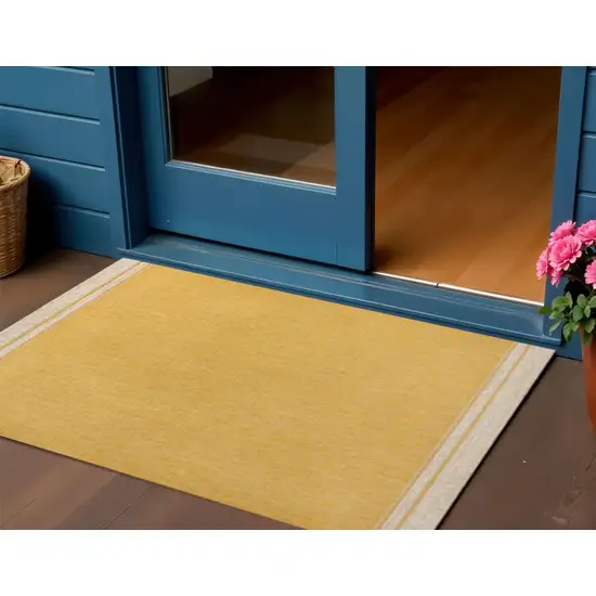 Yellow And Cream Indoor Outdoor Area Rug Photo 1