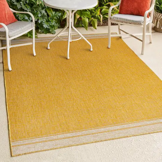 Yellow And Cream Indoor Outdoor Area Rug Photo 9