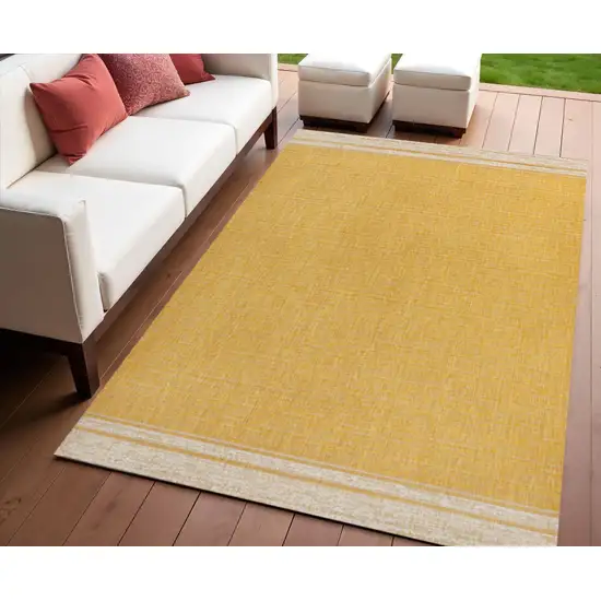 Yellow And Cream Indoor Outdoor Area Rug Photo 1