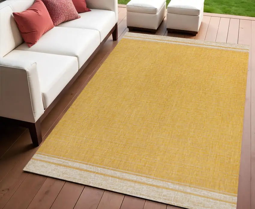 Yellow And Cream Indoor Outdoor Area Rug Photo 1