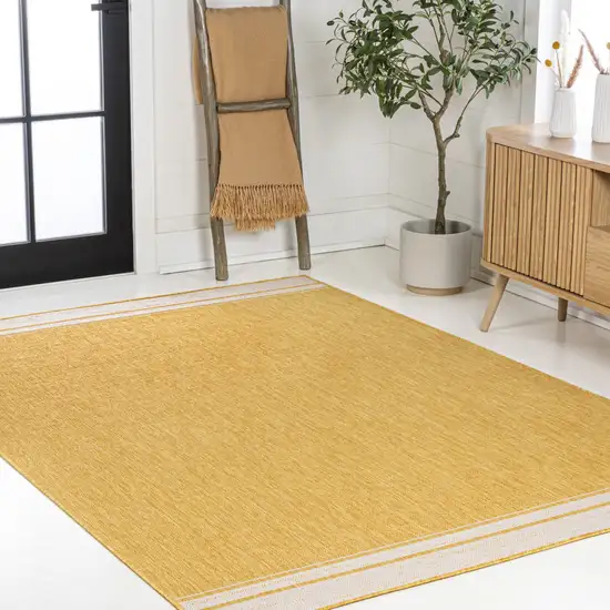 Yellow And Cream Indoor Outdoor Area Rug Photo 5