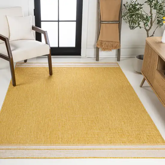 Yellow And Cream Indoor Outdoor Area Rug Photo 4