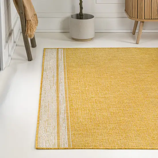 Yellow And Cream Indoor Outdoor Area Rug Photo 3