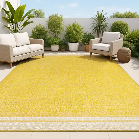 Yellow And Cream Indoor Outdoor Area Rug Photo 2