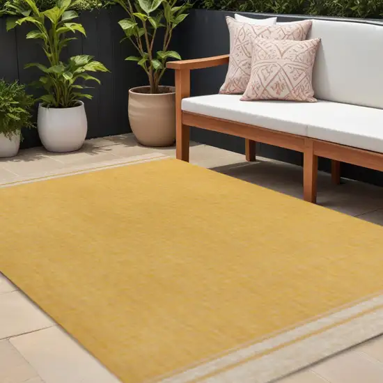 Yellow And Cream Indoor Outdoor Area Rug Photo 1