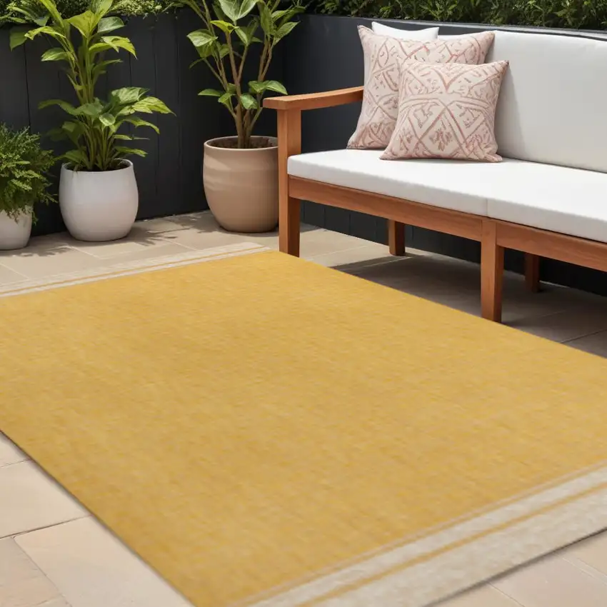 Yellow And Cream Indoor Outdoor Area Rug Photo 1