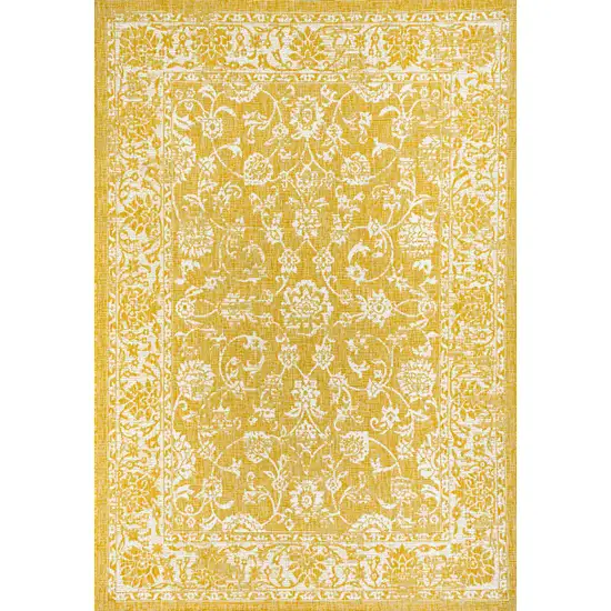 Yellow And Cream Medallion Indoor Outdoor Area Rug Photo 1