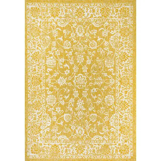 Yellow And Cream Medallion Indoor Outdoor Area Rug Photo 3