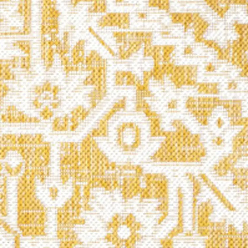 Yellow And Cream Medallion Indoor Outdoor Area Rug Photo 2