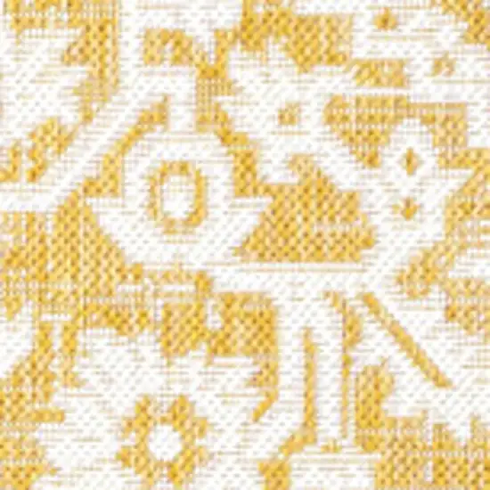 Yellow And Cream Medallion Indoor Outdoor Area Rug Photo 2