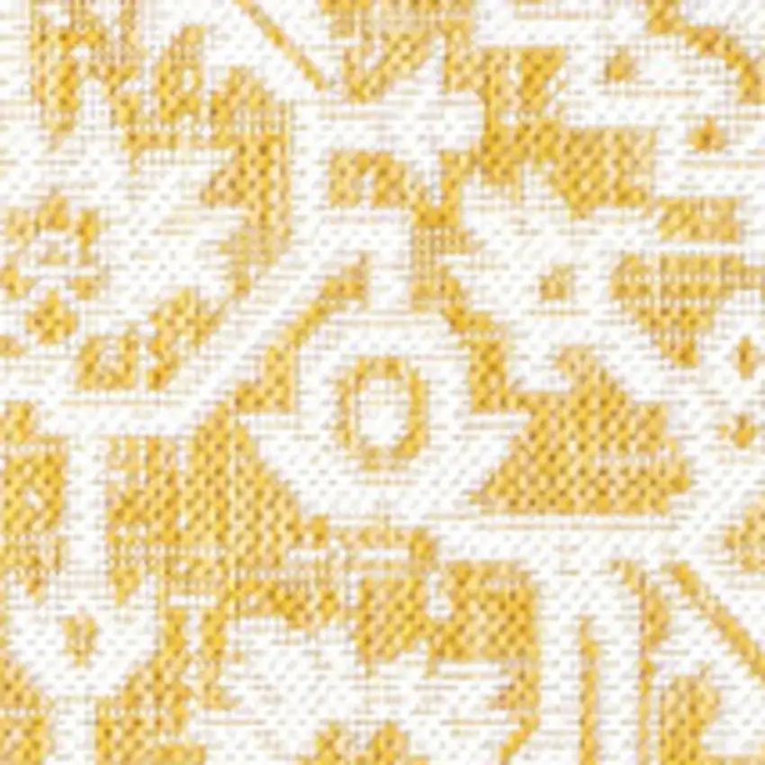 Yellow And Cream Medallion Indoor Outdoor Area Rug Photo 2