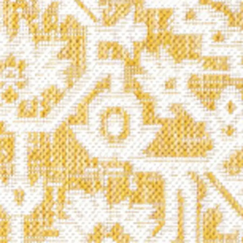 Yellow And Cream Medallion Indoor Outdoor Area Rug Photo 2