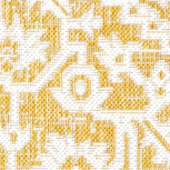 Yellow And Cream Medallion Indoor Outdoor Area Rug Photo 2