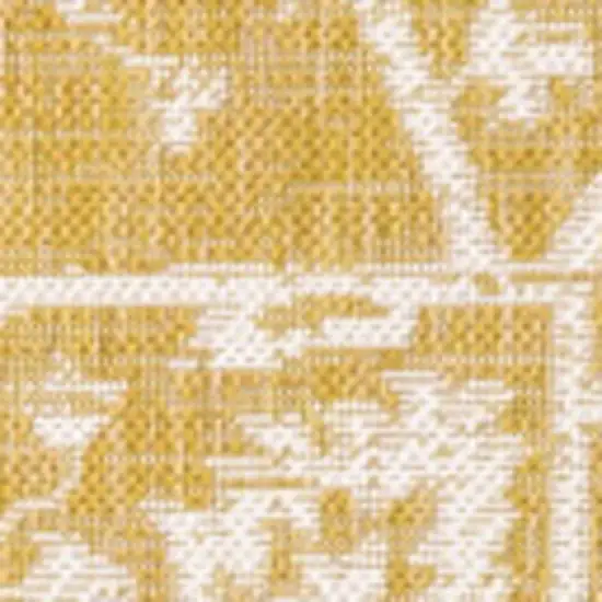 Yellow And Cream Medallion Indoor Outdoor Area Rug Photo 2