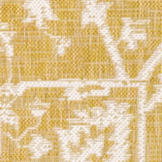 Yellow And Cream Medallion Indoor Outdoor Area Rug Photo 3