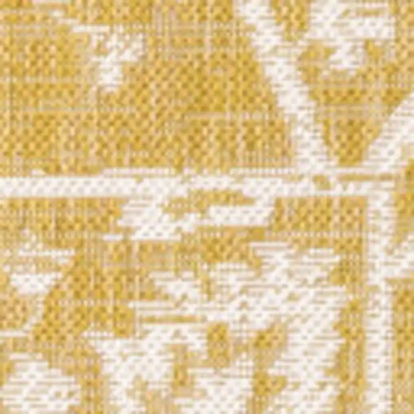 Yellow And Cream Medallion Indoor Outdoor Area Rug Photo 2