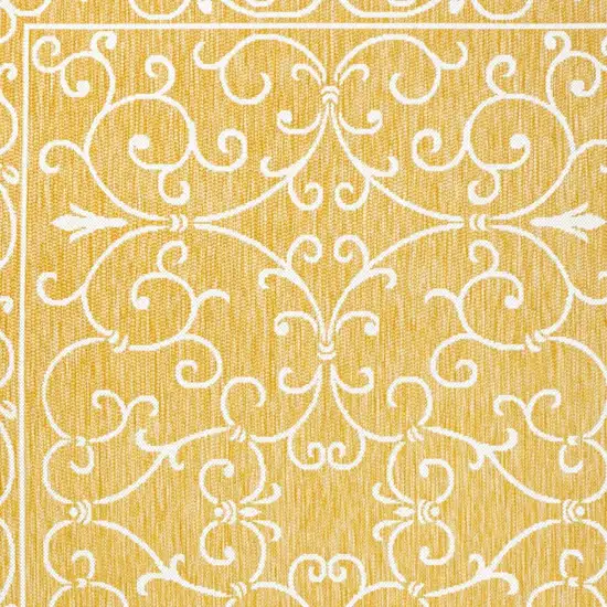 Yellow And Cream Medallion Indoor Outdoor Area Rug Photo 2