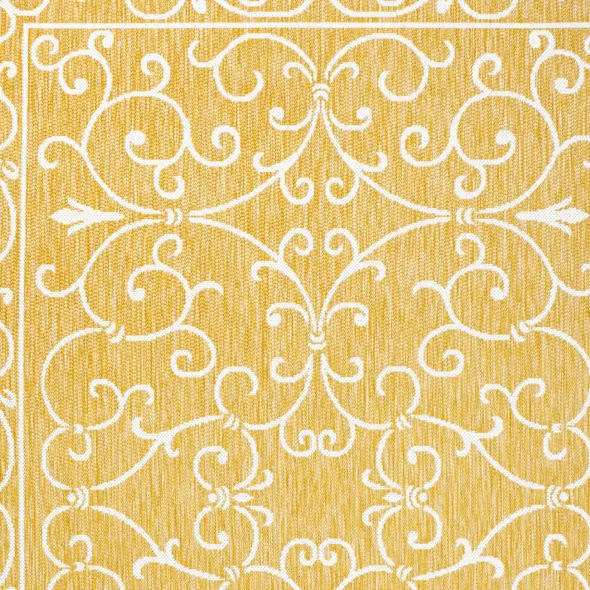 Yellow And Cream Medallion Indoor Outdoor Area Rug Photo 2