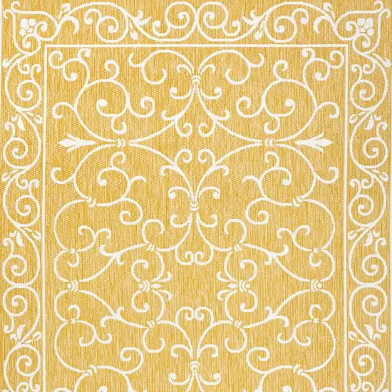 Yellow And Cream Medallion Indoor Outdoor Area Rug Photo 2