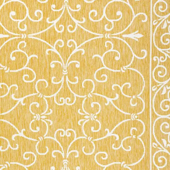 Yellow And Cream Medallion Indoor Outdoor Area Rug Photo 2