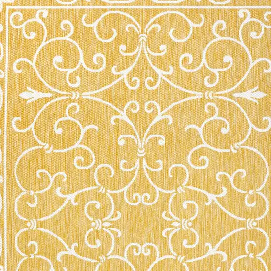 Yellow And Cream Medallion Indoor Outdoor Area Rug Photo 2
