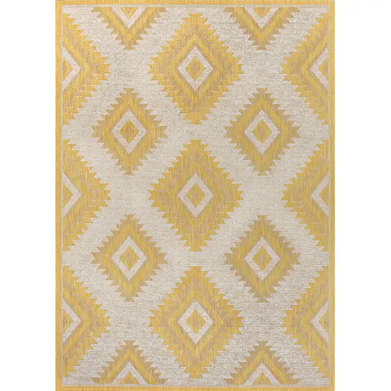 Yellow And Cream Moroccan Indoor Outdoor Area Rug Photo 3