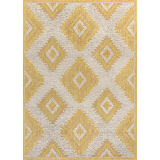 Yellow And Cream Moroccan Indoor Outdoor Area Rug Photo 1
