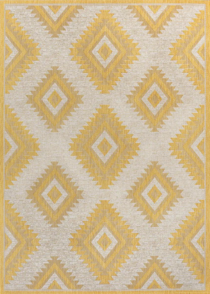 Yellow And Cream Moroccan Indoor Outdoor Area Rug Photo 1
