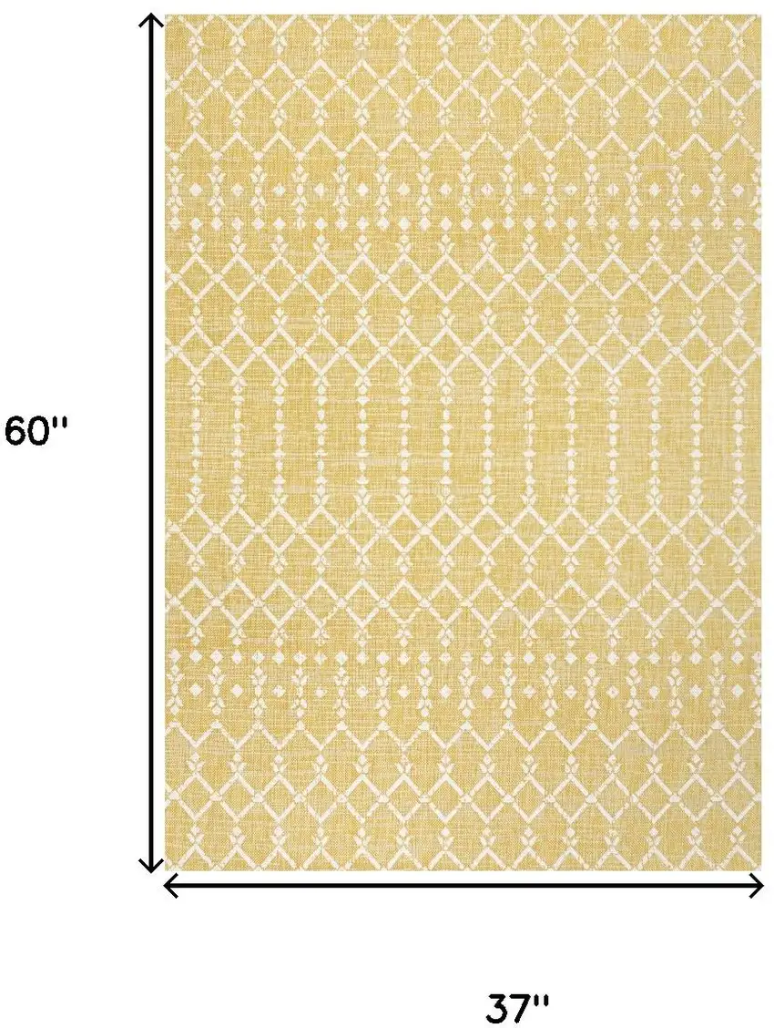 Yellow And Cream Trellis Indoor Outdoor Area Rug Photo 4