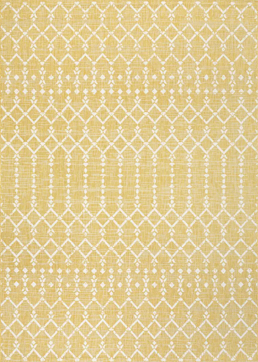 Yellow And Cream Trellis Indoor Outdoor Area Rug Photo 1