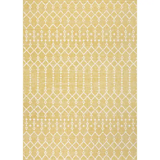 Yellow And Cream Trellis Indoor Outdoor Area Rug Photo 1