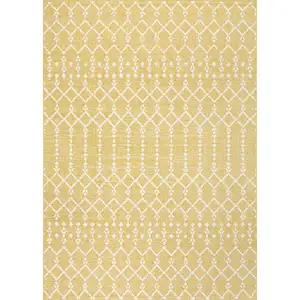 Photo of Yellow And Cream Trellis Indoor Outdoor Area Rug