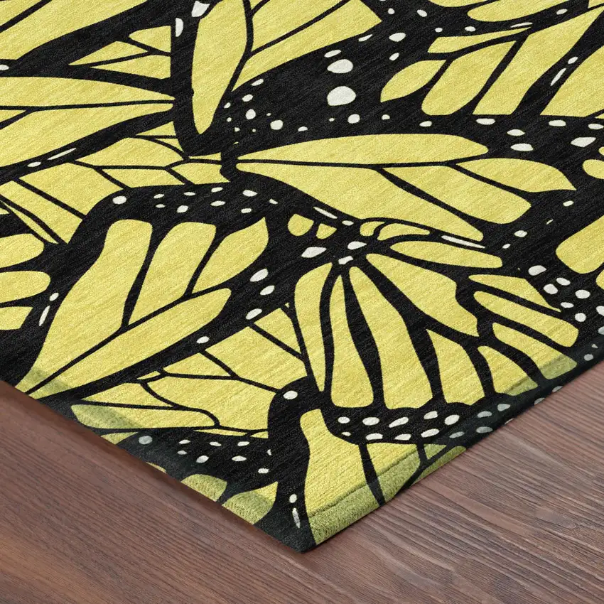 Yellow And Gold Animal Print Washable Indoor Outdoor Area Rug Photo 3