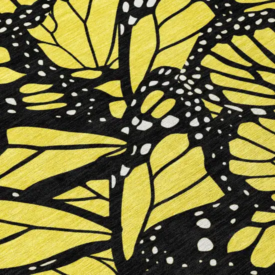 Yellow And Gold Animal Print Washable Indoor Outdoor Area Rug Photo 4