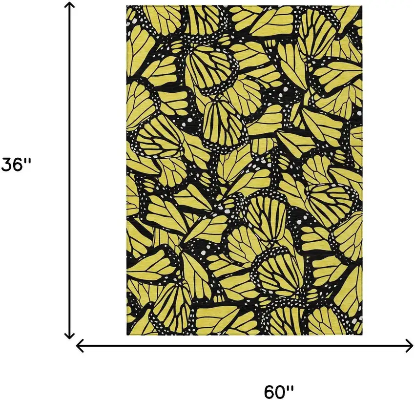 Yellow And Gold Animal Print Washable Indoor Outdoor Area Rug Photo 5
