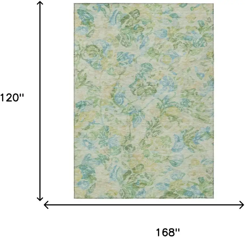 Yellow And Gold Floral Washable Indoor Outdoor Area Rug Photo 7