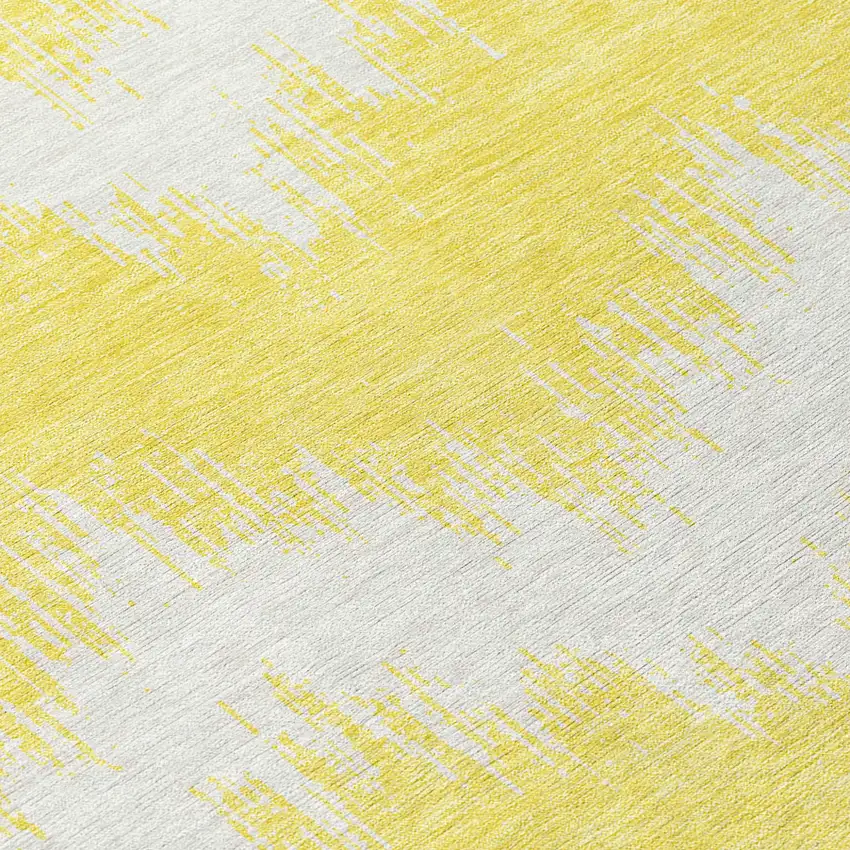Yellow And Gray Chevron Washable Indoor Outdoor Area Rug Photo 5