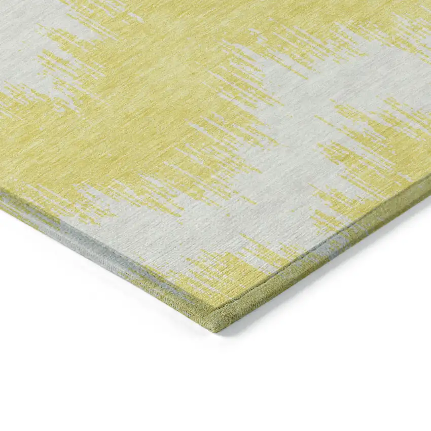 Yellow And Gray Chevron Washable Indoor Outdoor Area Rug Photo 4