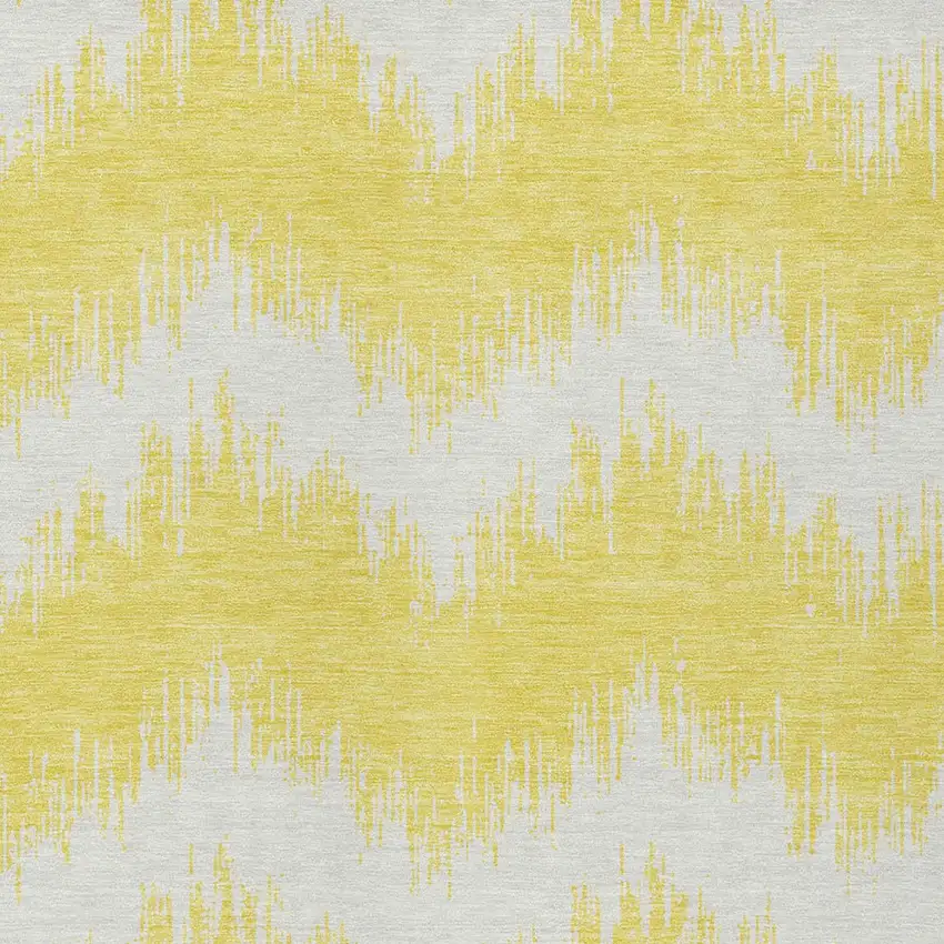 Yellow And Gray Chevron Washable Indoor Outdoor Area Rug Photo 6