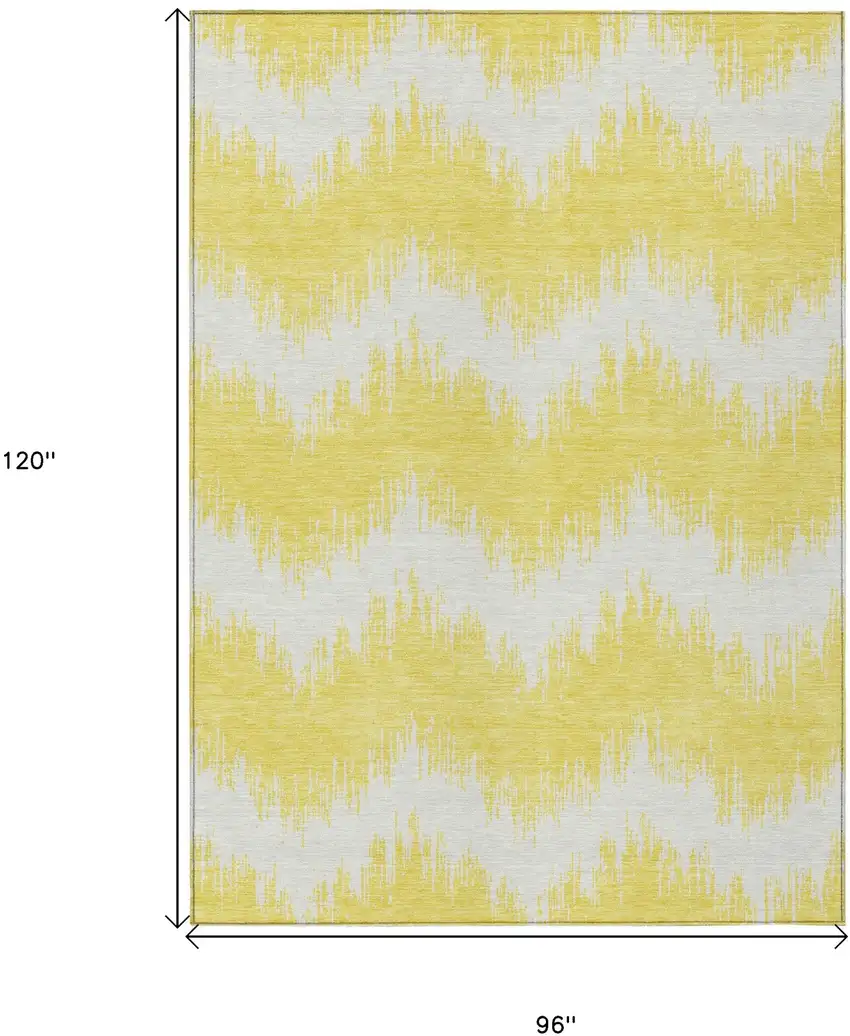 Yellow And Gray Chevron Washable Indoor Outdoor Area Rug Photo 3