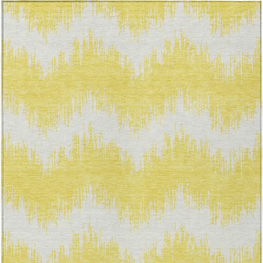 Yellow And Gray Chevron Washable Indoor Outdoor Area Rug Photo 6