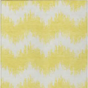 Photo of Yellow And Gray Chevron Washable Indoor Outdoor Area Rug