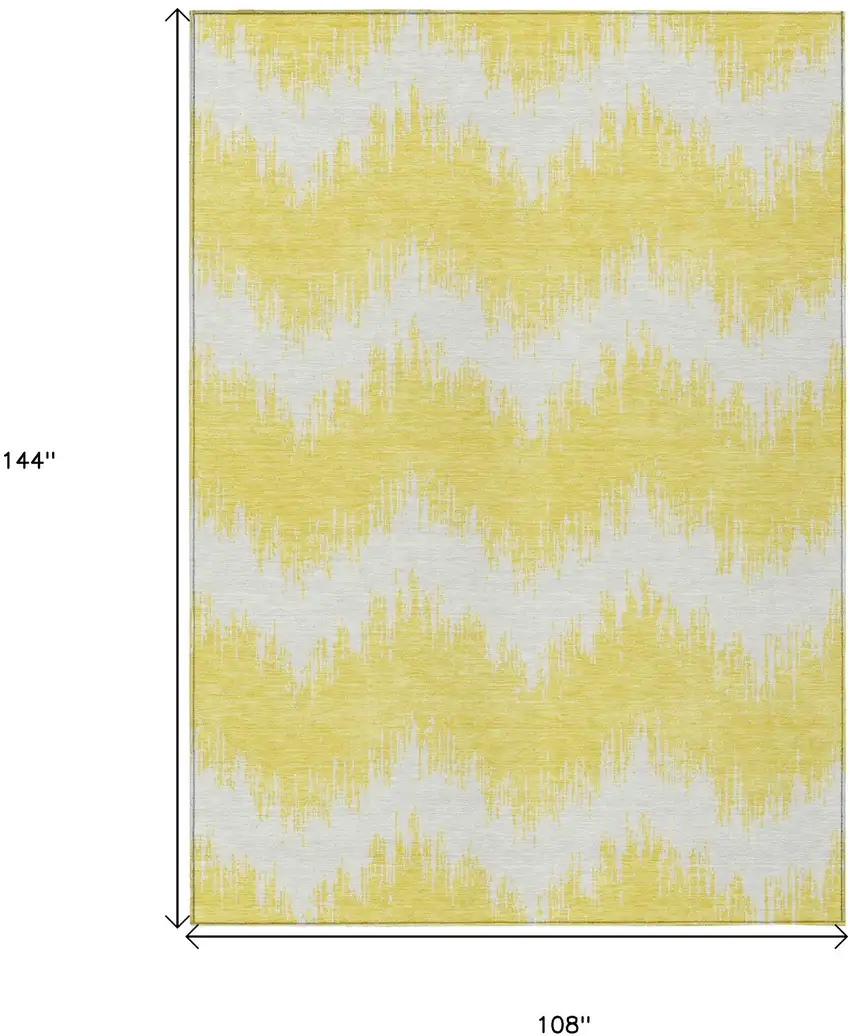 Yellow And Gray Chevron Washable Indoor Outdoor Area Rug Photo 3