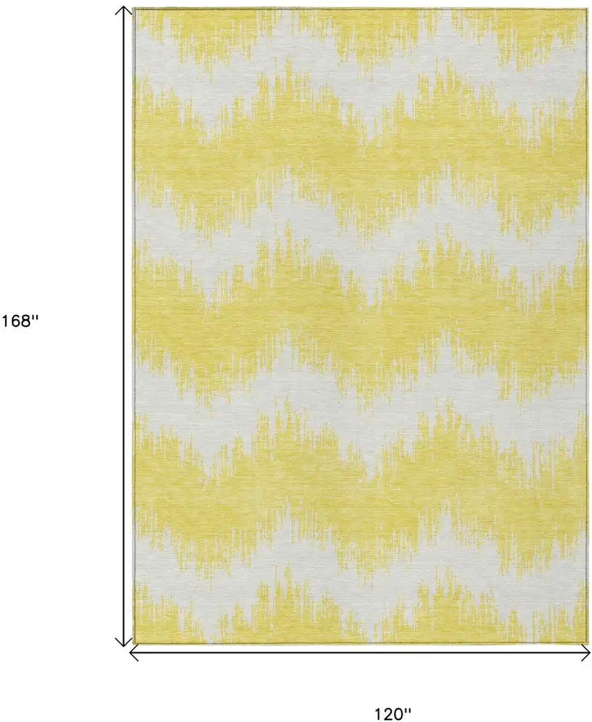 Yellow And Gray Chevron Washable Indoor Outdoor Area Rug Photo 3