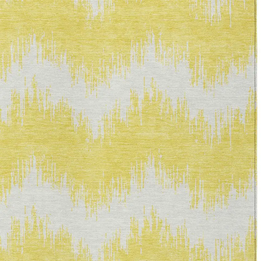 Yellow And Gray Chevron Washable Indoor Outdoor Area Rug Photo 6