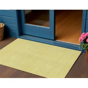 Photo of Yellow And Gray Geometric Washable Indoor Outdoor Area Rug