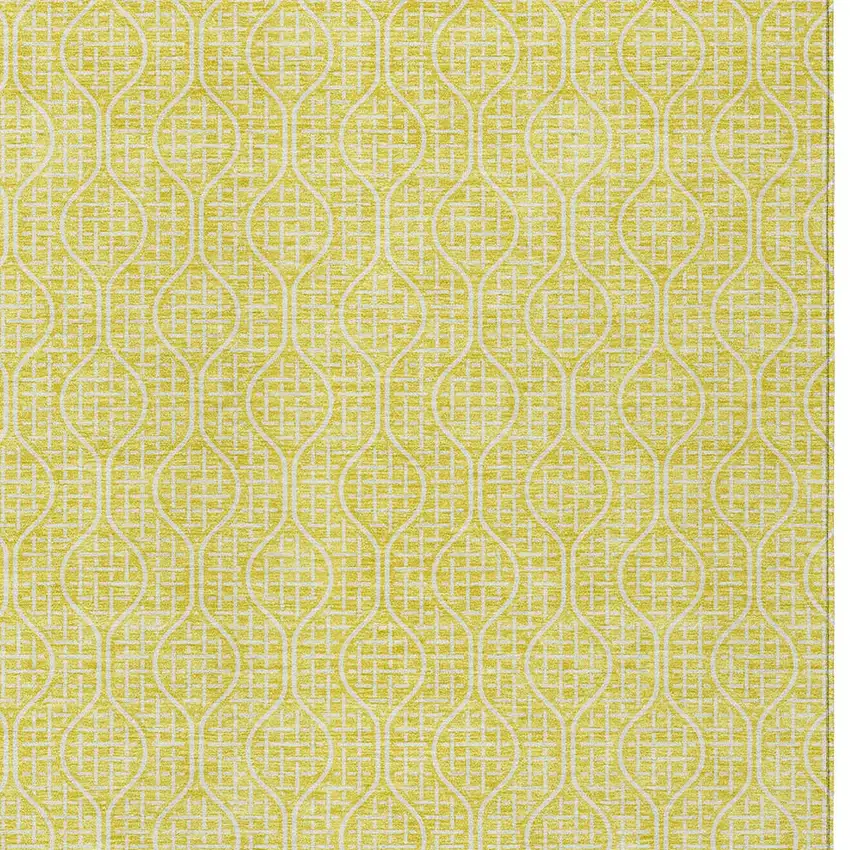 Yellow And Gray Geometric Washable Indoor Outdoor Area Rug Photo 6