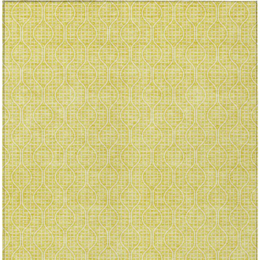 Yellow And Gray Geometric Washable Indoor Outdoor Area Rug Photo 7